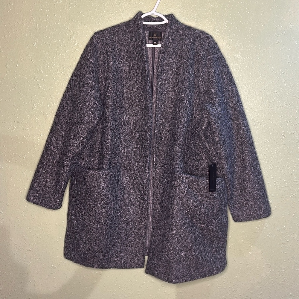 Worthington l Gray Curly Wool-Look Collarless Large Pockets